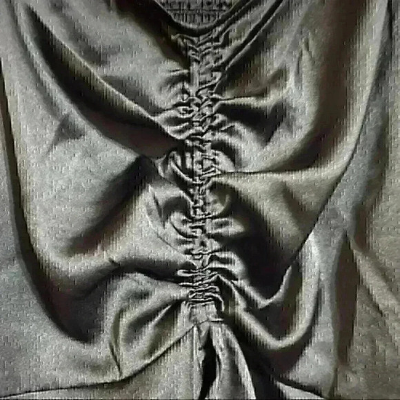 Japna Tank Women’s M Black Satin Spaghetti Strap Ruched Smocked Bodice Y2K NWT - Picture 4 of 5